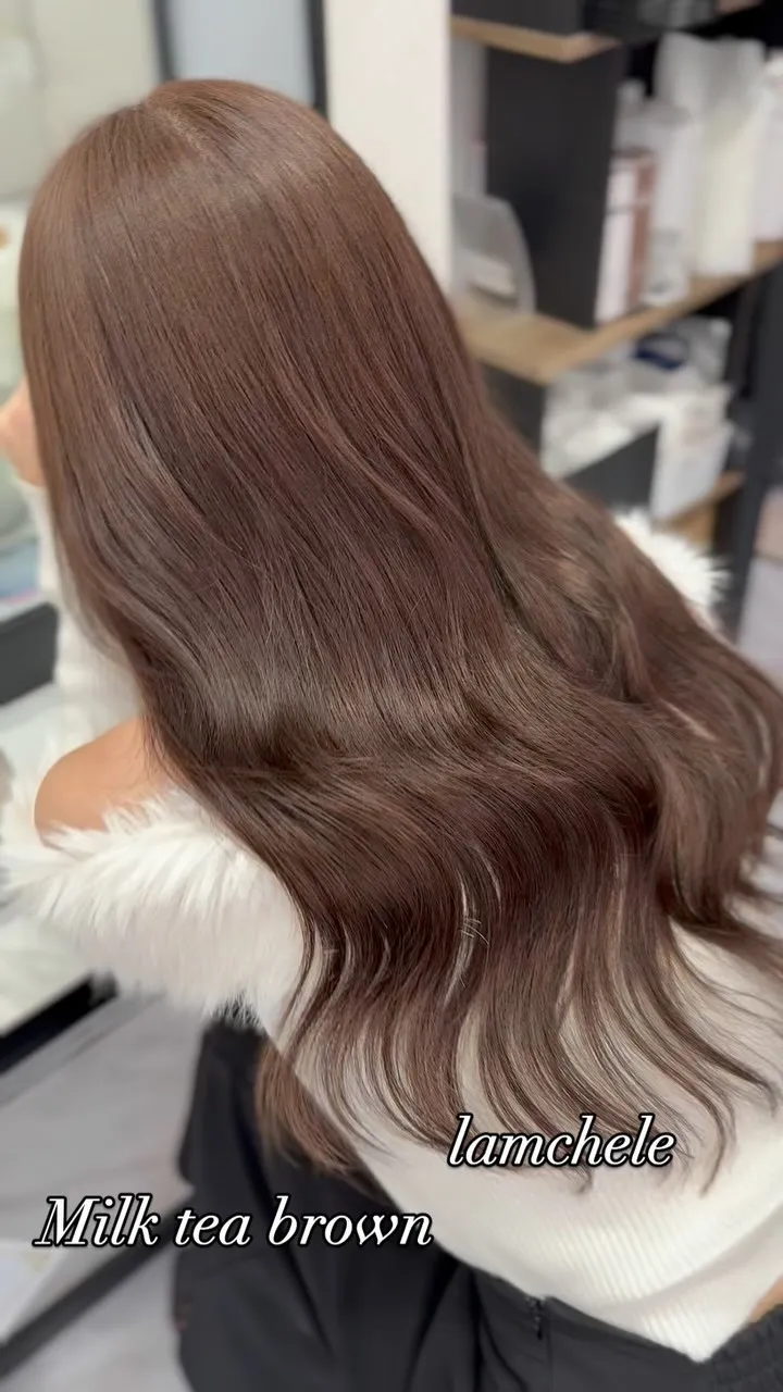 ✴︎lamchele✴︎ミルクティーブラウン×最高級シールエ...