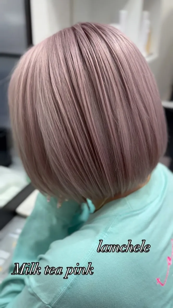 ✴︎lamchele✴︎ミルクティーピンク×ブリーチカラー