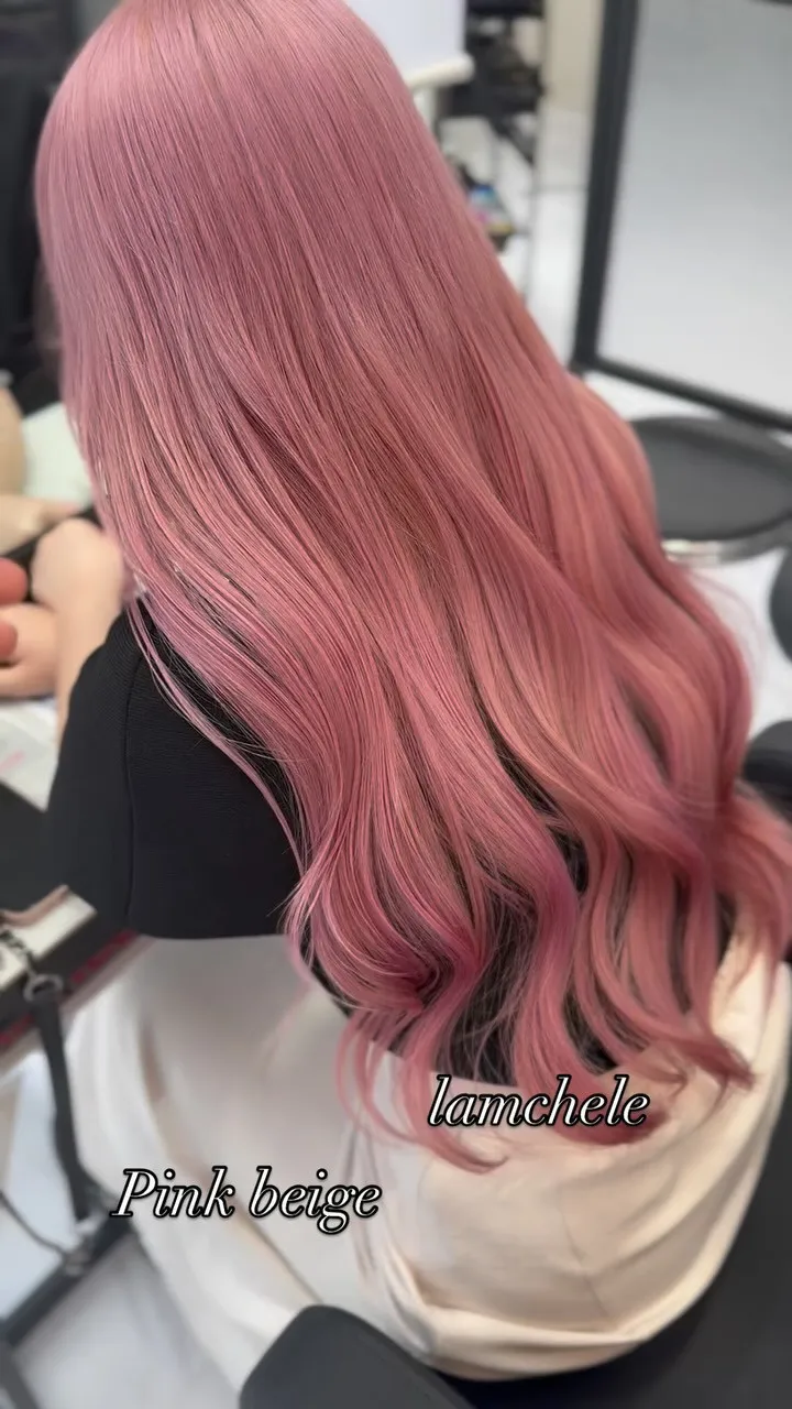 ✴︎lamchele✴︎ピンクベージュ×ブリーチカラー