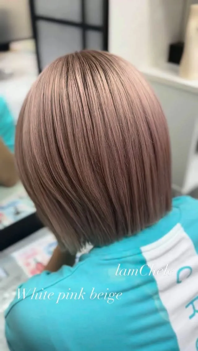 ✴︎lamchele✴︎ホワイトピンクベージュ×ケアブリーチ...
